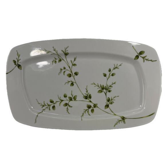 PartyLite Herbal Spring Green Foliage Ceramic Serving Platter Tray EUC - Picture 2 of 5